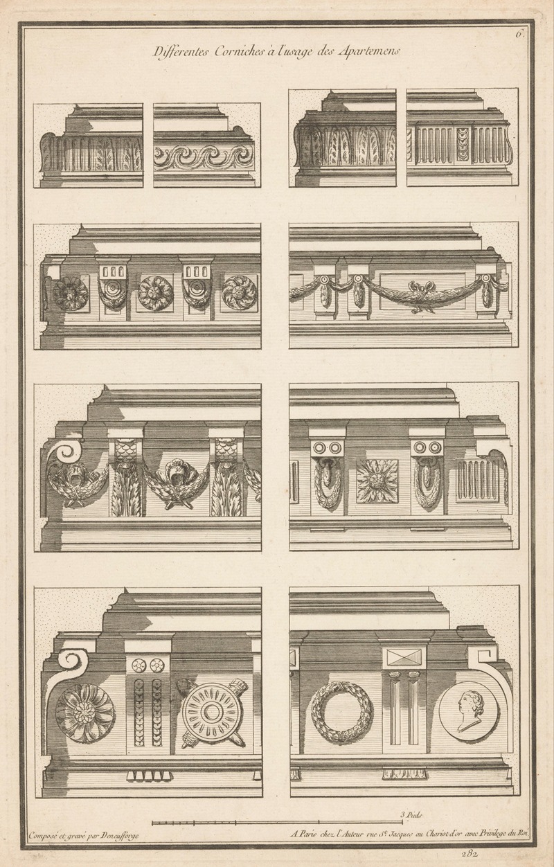 Jean François de Neufforge - Differentes Corniches à l’usage des Apartemens