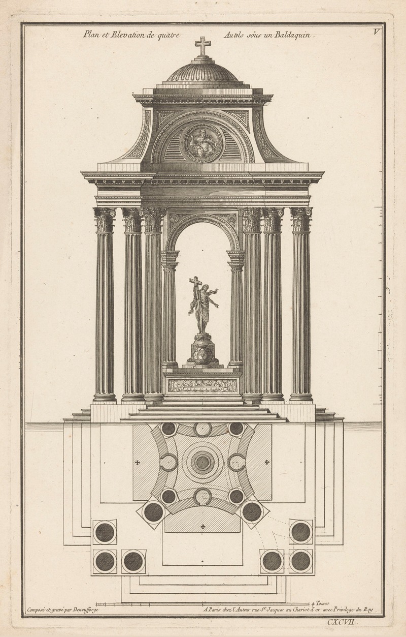 Jean François de Neufforge - Plan et Elevation de quatre Autels sous un Baldaquin