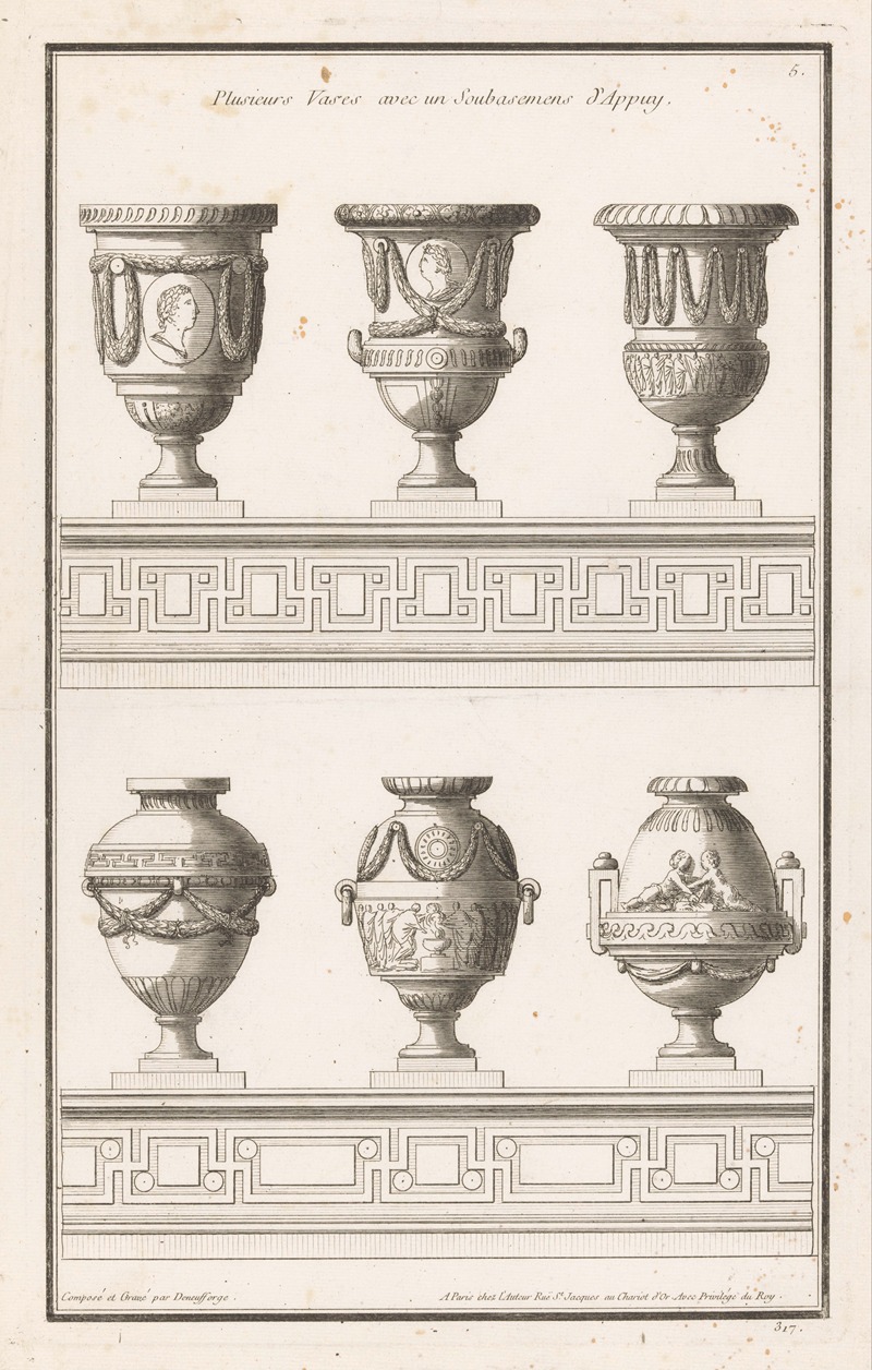 Jean François de Neufforge - Plusieurs Vases avec un Soubasemens s’Appuy