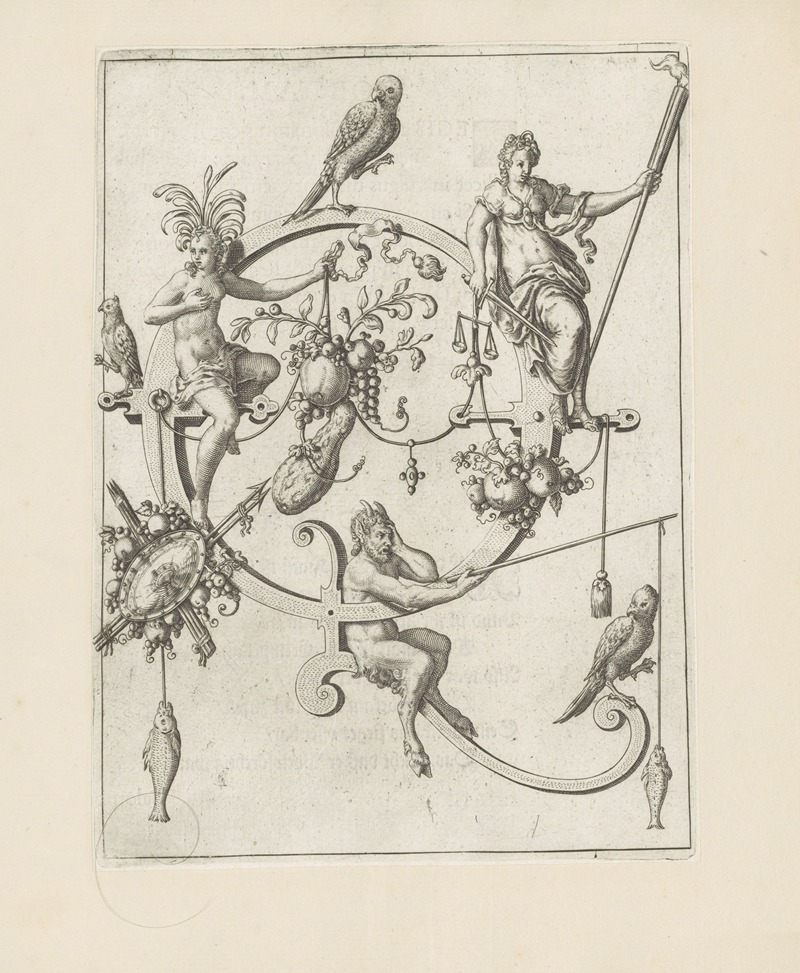 Johann Theodor de Bry - Letter Q from Quaerite et invenietis with Justice