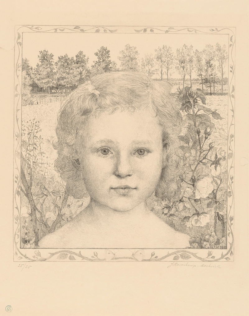 Johanna Machwirth - Portret van een onbekend meisje in landschap