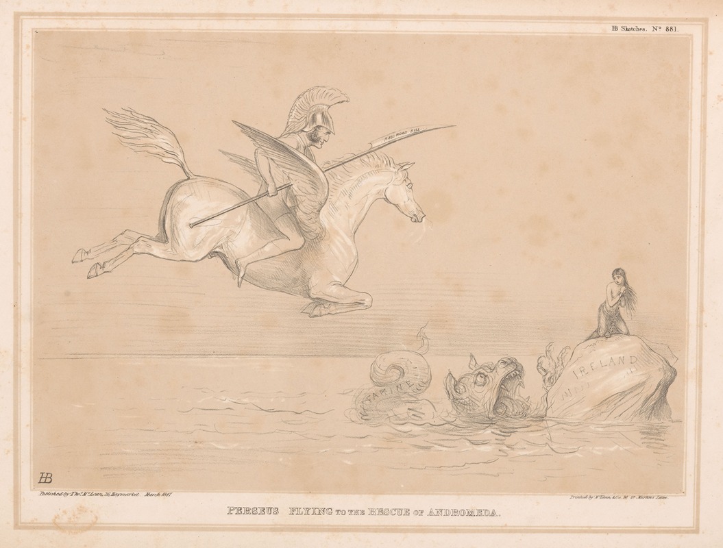 John Doyle - Perseus flying to the rescue of Andromeda
