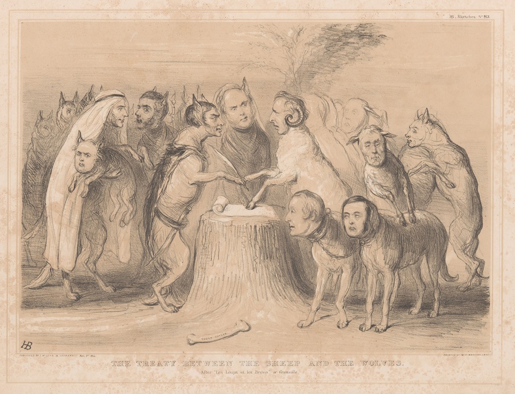John Doyle - The treaty between the sheep and the wolves. After ‘Les Loups et les Brevis’ of Granville