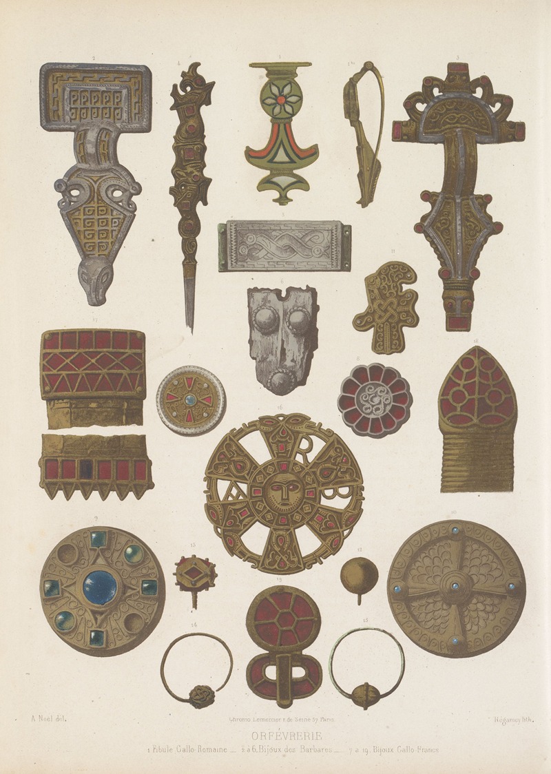 Joseph Rose Lemercier - 1 Fibule Gallo-Romaine – 2 à 6. Bijoux des Barbares – 7 à 9 Bijoux Gallo-Romaine