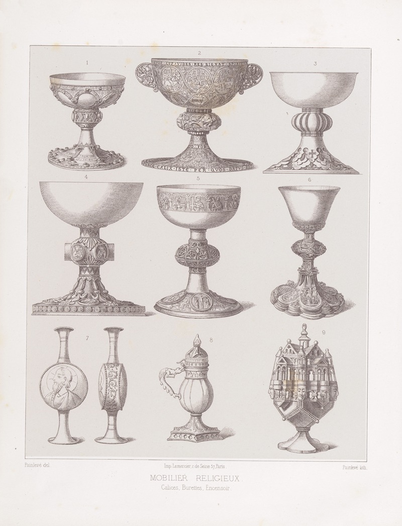 Joseph Rose Lemercier - Calices, Burettes, Encensoir
