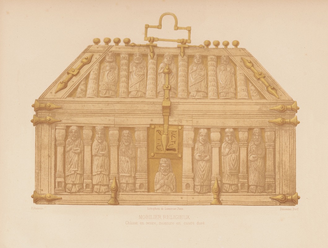 Joseph Rose Lemercier - Châsse en ivoire, monture en cuivre doré