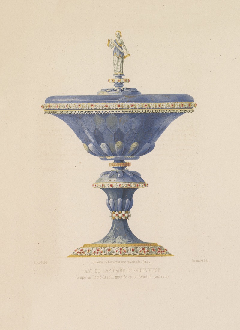 Joseph Rose Lemercier - Coupe en Lapis-Lazuli, montée en or émaillé avec rubis