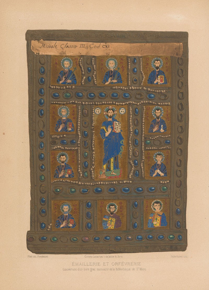 Joseph Rose Lemercier - Couverture d’un livre grec manuscrit de la bibliothèque de St. Marc