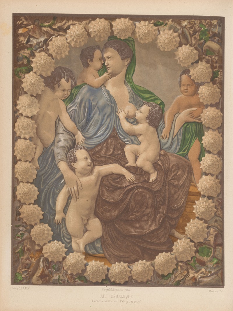 Joseph Rose Lemercier - Faïence émaillée de B. Palissy-Bas-relief