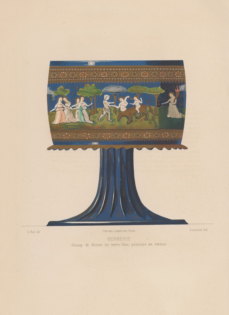 Joseph Rose Lemercier - Hamap de Venise en verre bleu, peinture en émaux