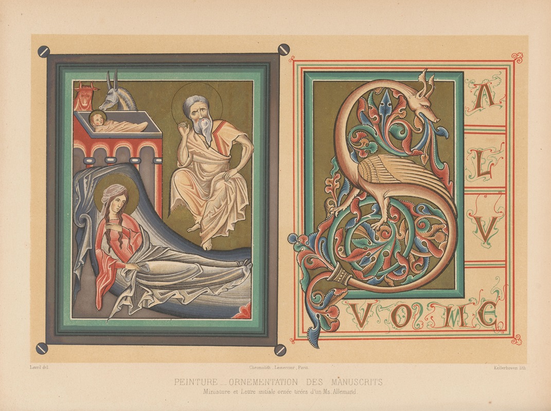 Joseph Rose Lemercier - Miniature et Lettre initiale ornée tirées d’un Ms. Allemand
