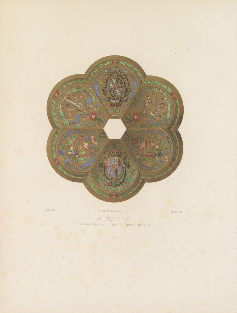 Joseph Rose Lemercier - Pied du calice en or émaillé – Travail Allemand