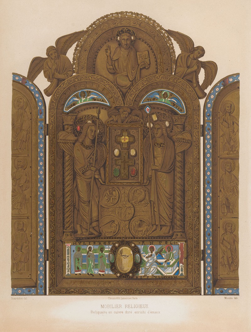 Joseph Rose Lemercier - Reliquarie en cuivre doré enrichi d’émaux