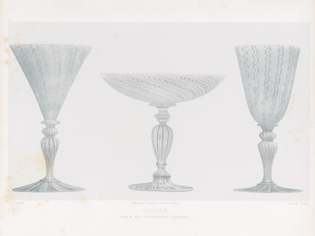 Joseph Rose Lemercier - Vases de verre à ornementations filigraniques