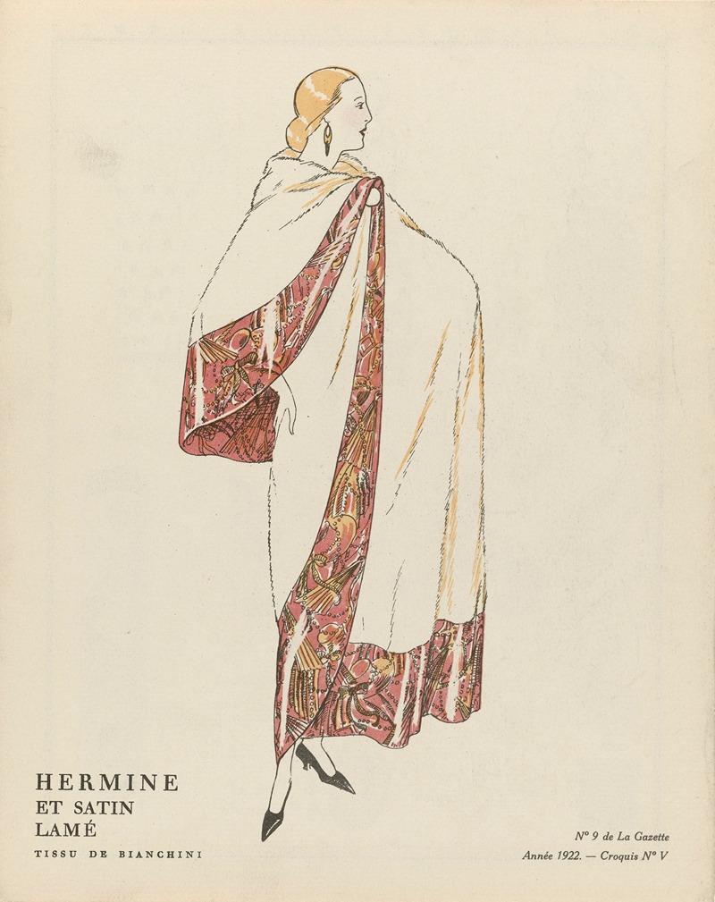 Lucien Vogel - Hermine et satin lamé Tissu de Bianchini