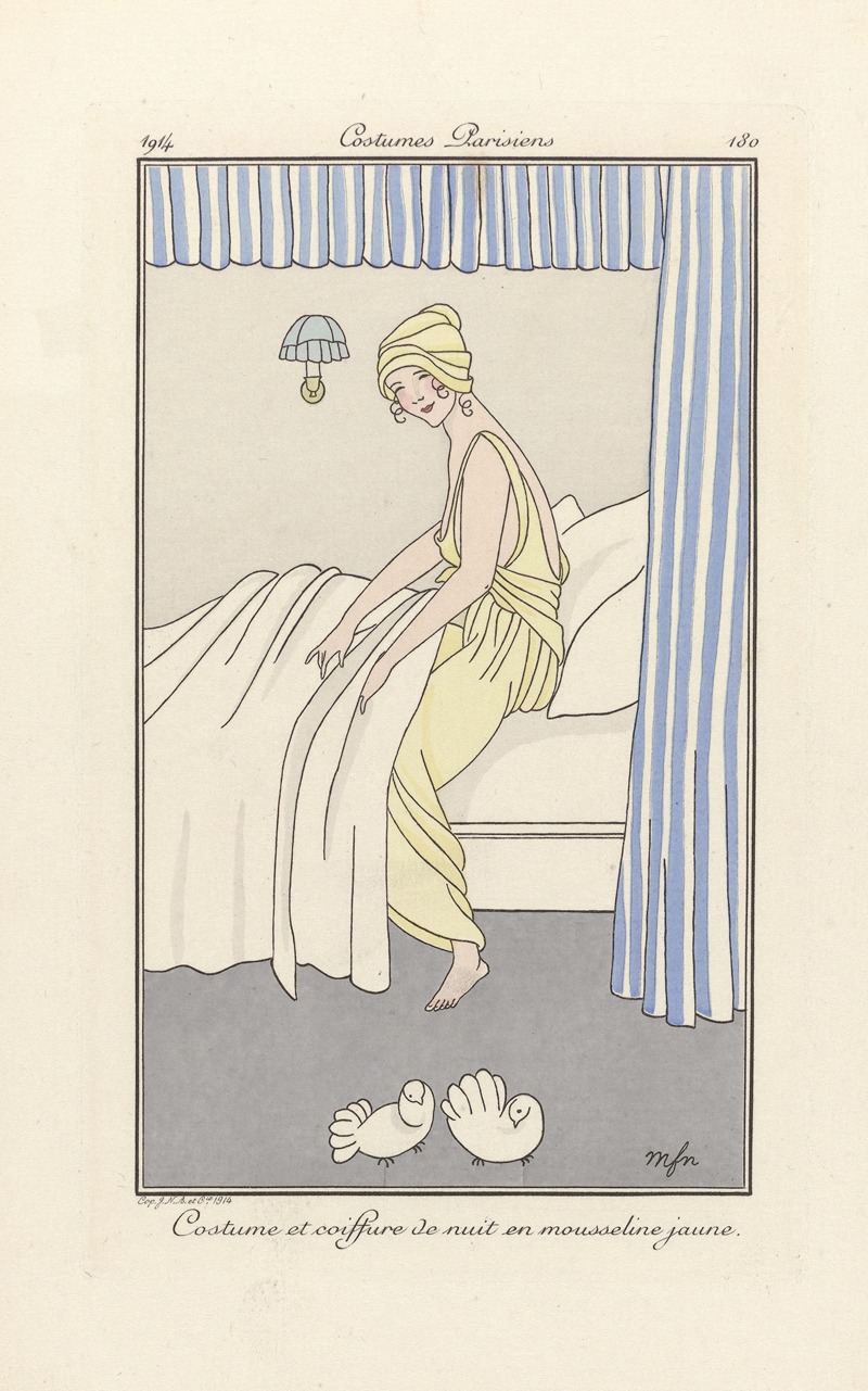 MFN - Journal des Dames et des Modes, Costumes Parisiens – Costume et coiffure de nuit
