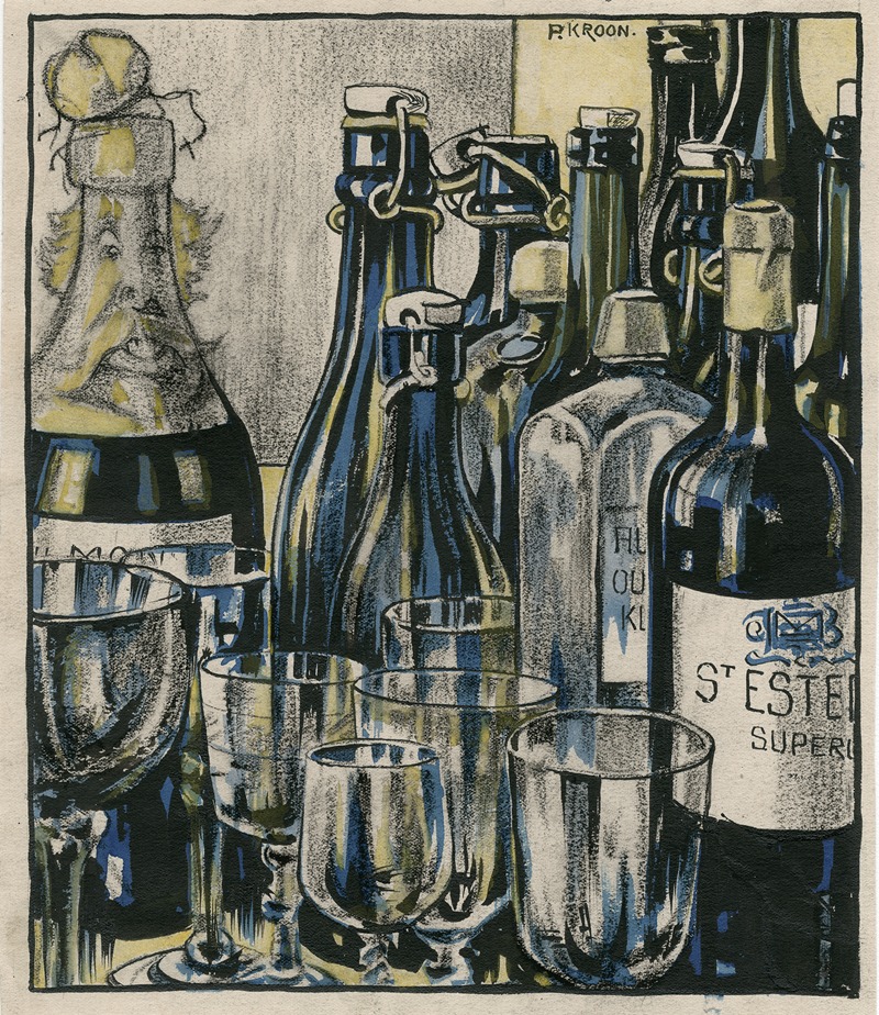 Patricq Kroon - Champagnefles spreekt andere flessen toe