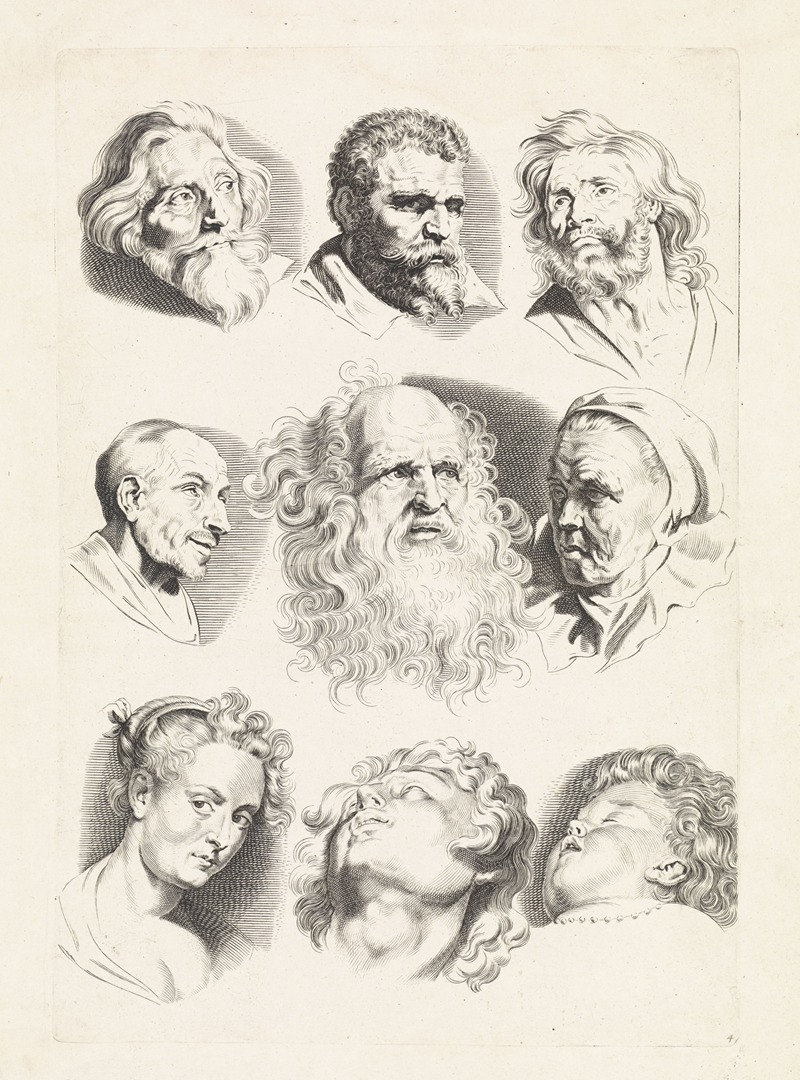 Paulus Pontius - Studies of Nine Heads