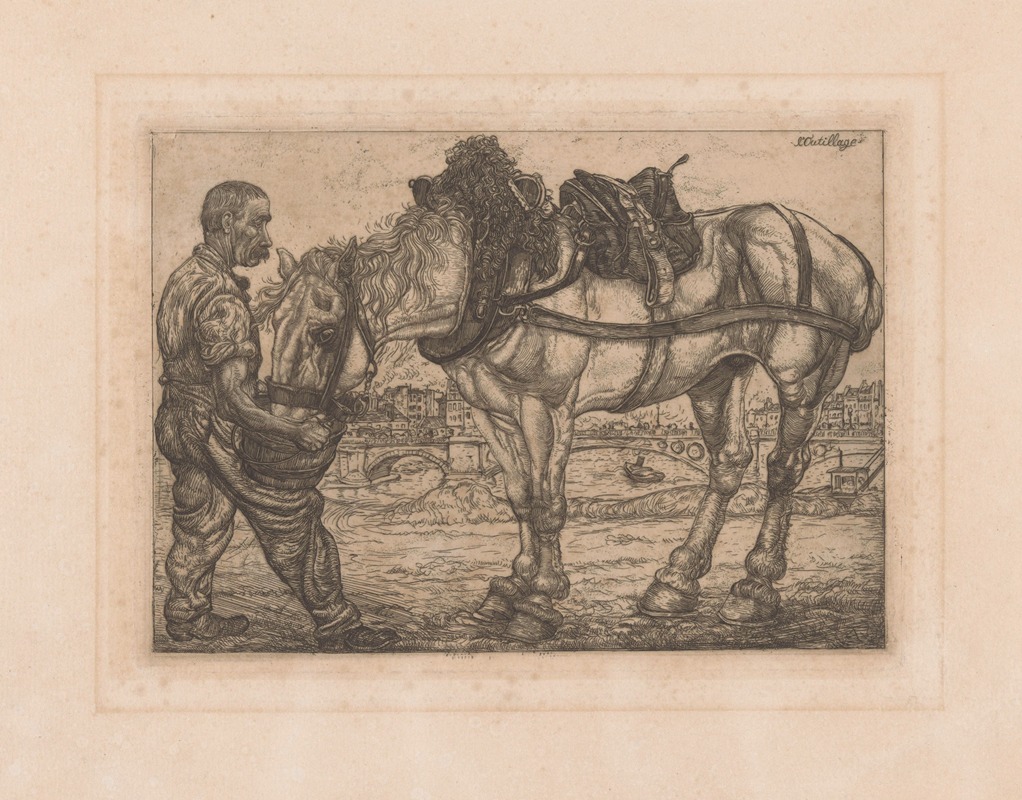 Pieter Dupont - Man voert een paard uit een emmer
