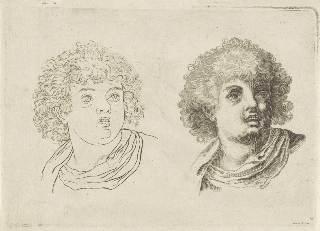 Peter Schenk the Elder - Study of the head of a boy with his mouth open