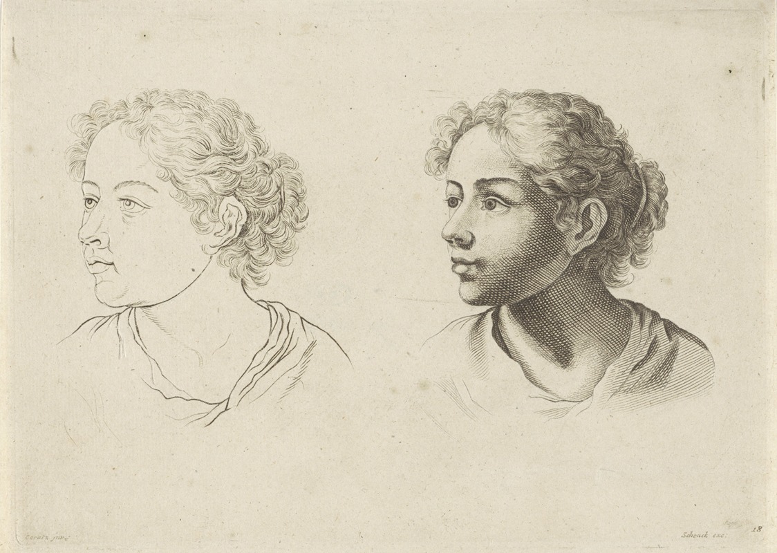 Peter Schenk the Elder - Study of the head of a young woman