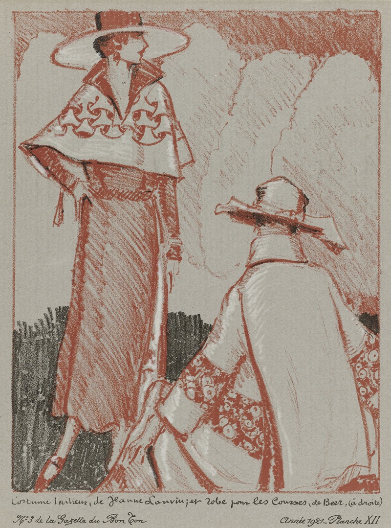 Porter Woodruff - Gazette du Bon Ton – Costume tailleur, de Jeanne Lanvin et robe pour les courses, de Beer