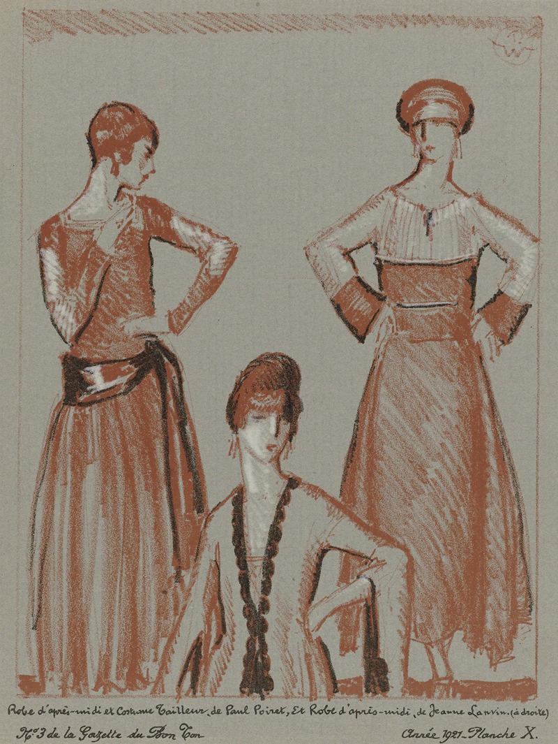 Porter Woodruff - Robe d’après-midi et costume tailleur, de Paul Poiret, et robe d’après-midi, de Jeanne Lanvin