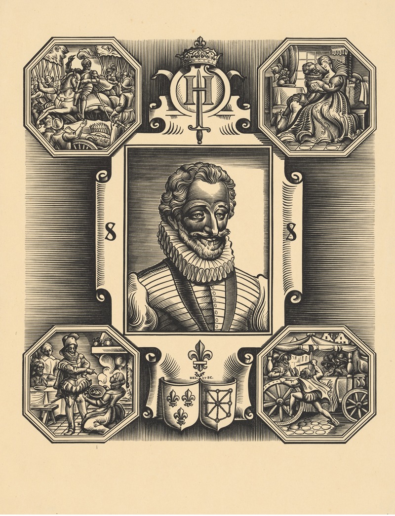 Valentin le Campion - Portrait of Henry IV surrounded by scenes from his life
