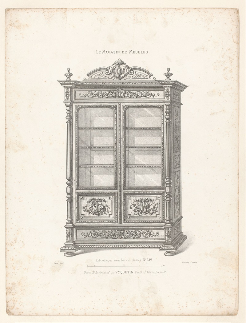 Victor Léon Michel Quétin - Bibliothèque vieux bois à colonne