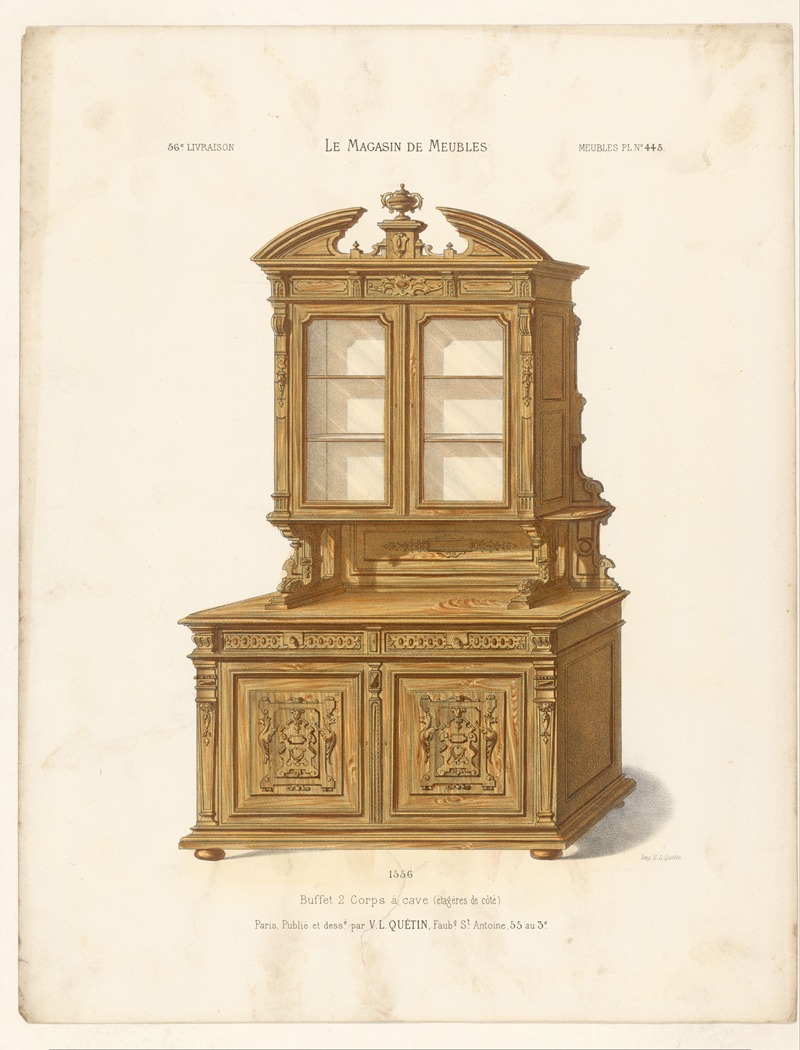 Victor Léon Michel Quétin - Buffet 2 Corps à cave (étagères de côté)