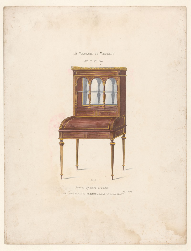 Victor Léon Michel Quétin - Bureau Cylindre Louis XVI.