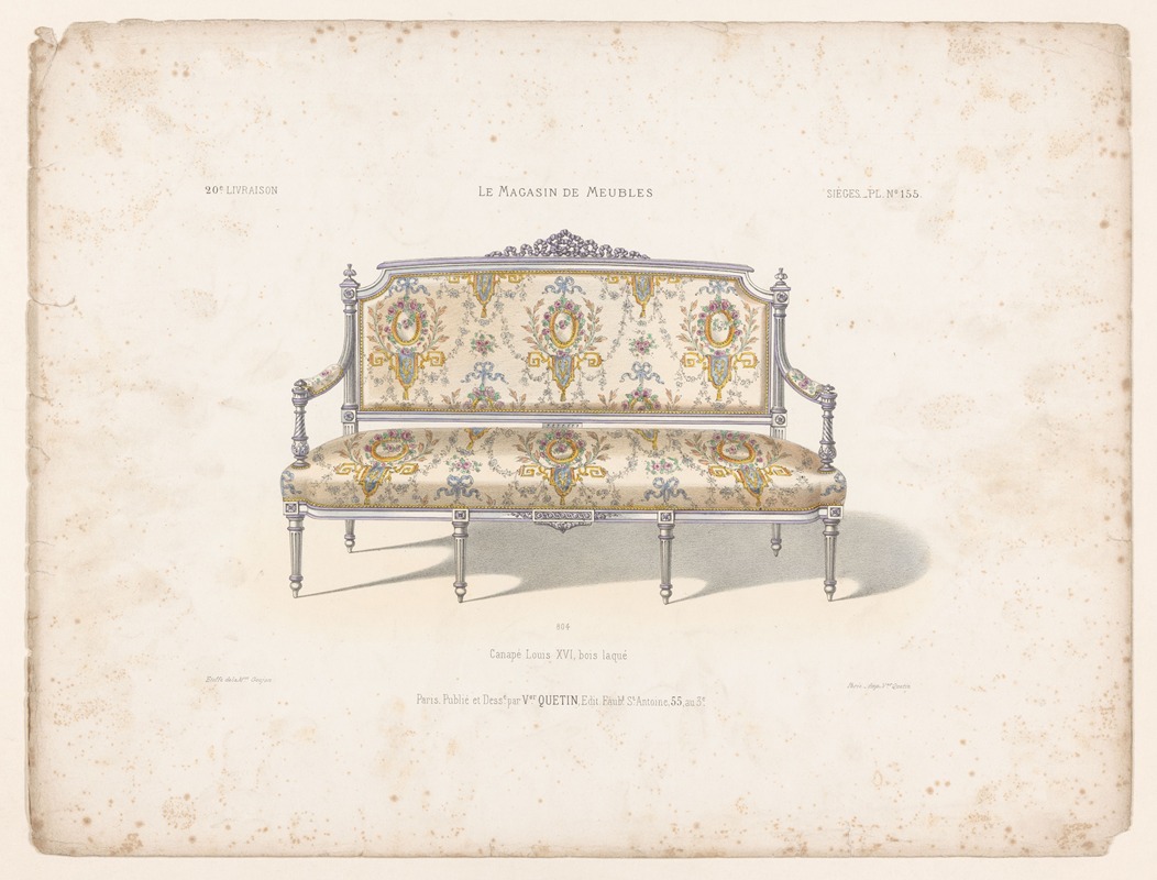 Victor Léon Michel Quétin - Canapé Louis XVI, bois laqué