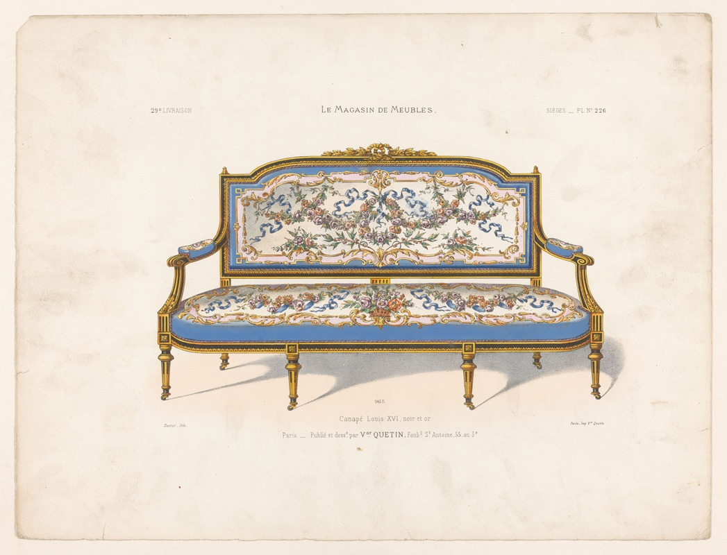 Victor Léon Michel Quétin - Canapé Louis XVI, noir et or