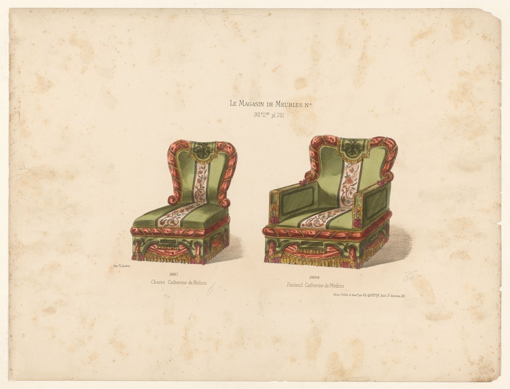 Victor Léon Michel Quétin - Chaise Catherine de Médicis ; Fauteuil Catherine de Médicis