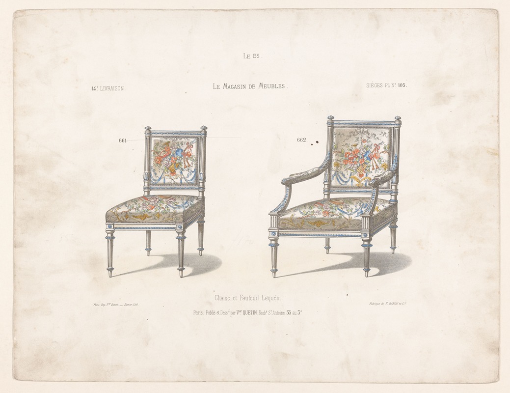 Victor Léon Michel Quétin - Chaise et Fauteuil Laqués