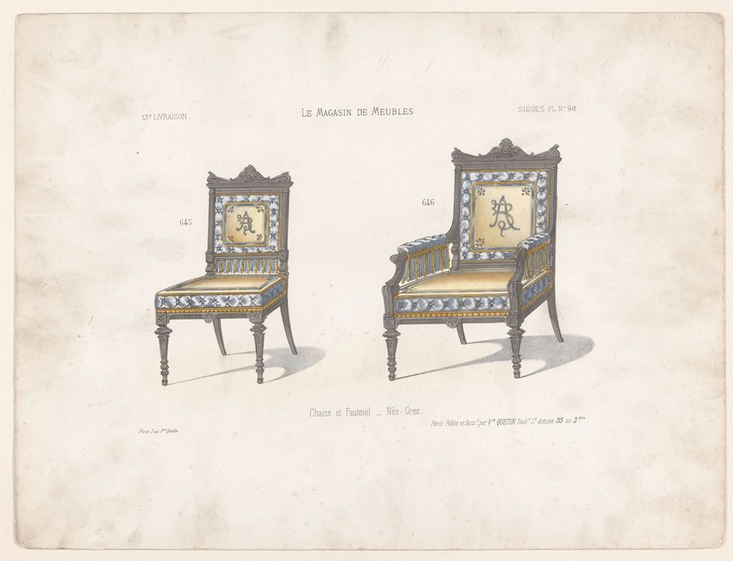 Victor Léon Michel Quétin - Chaise et Fauteuil Neo-Grec