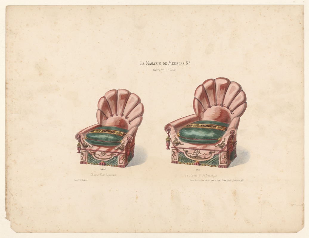 Victor Léon Michel Quétin - Chaise F. de Lesseps ; Fauteuil F. de Lesseps