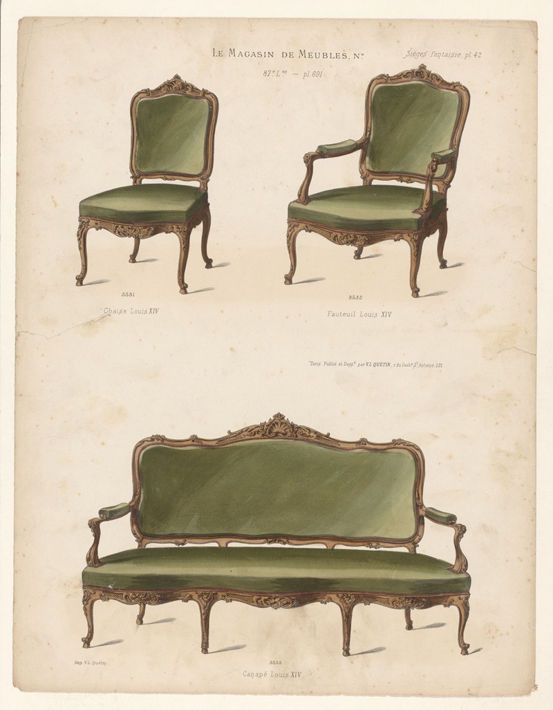 Victor Léon Michel Quétin - Chaise Louis XIV ; Fauteuil Louis XIV ; Canapé Louis XIV