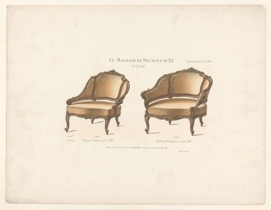 Victor Léon Michel Quétin - Chaise Marquise L. XV ; Fauteuil Marquise Louis XV