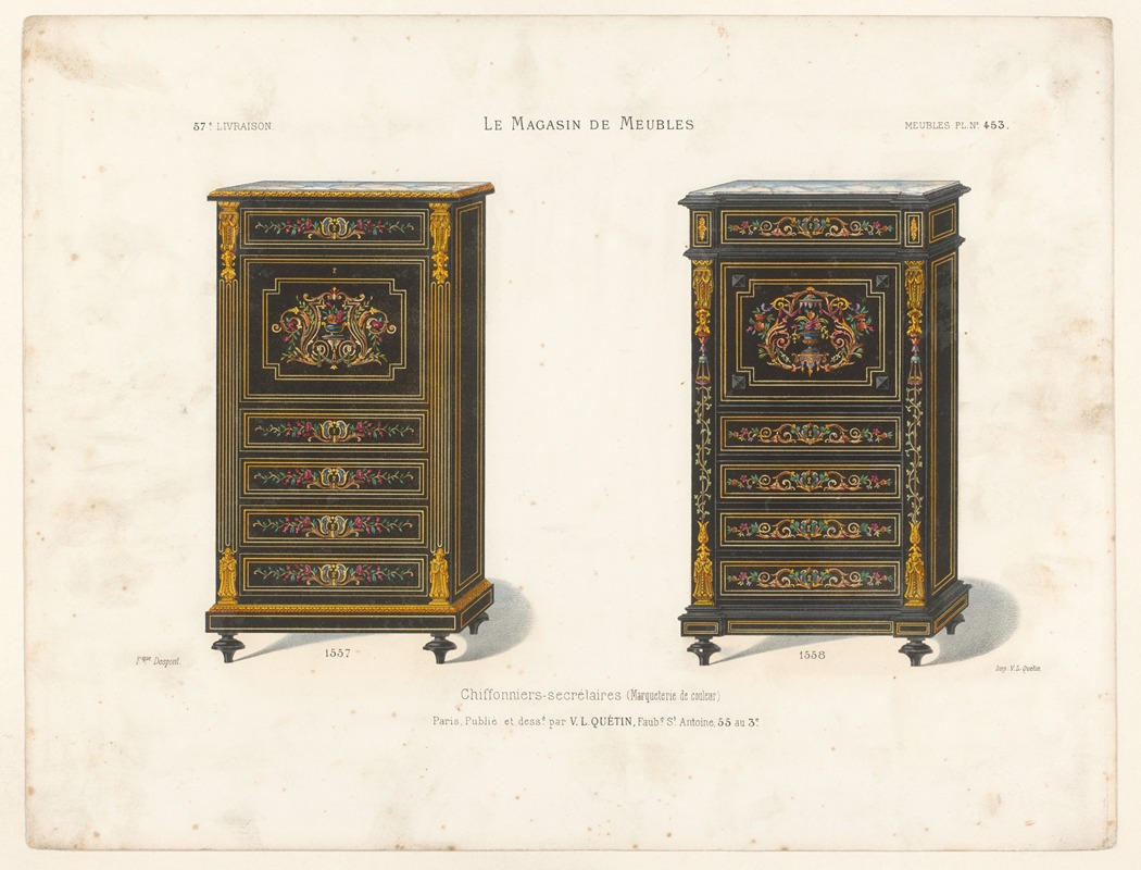 Victor Léon Michel Quétin - Chiffonniers-secrétaires (Marqueterie de couleur)