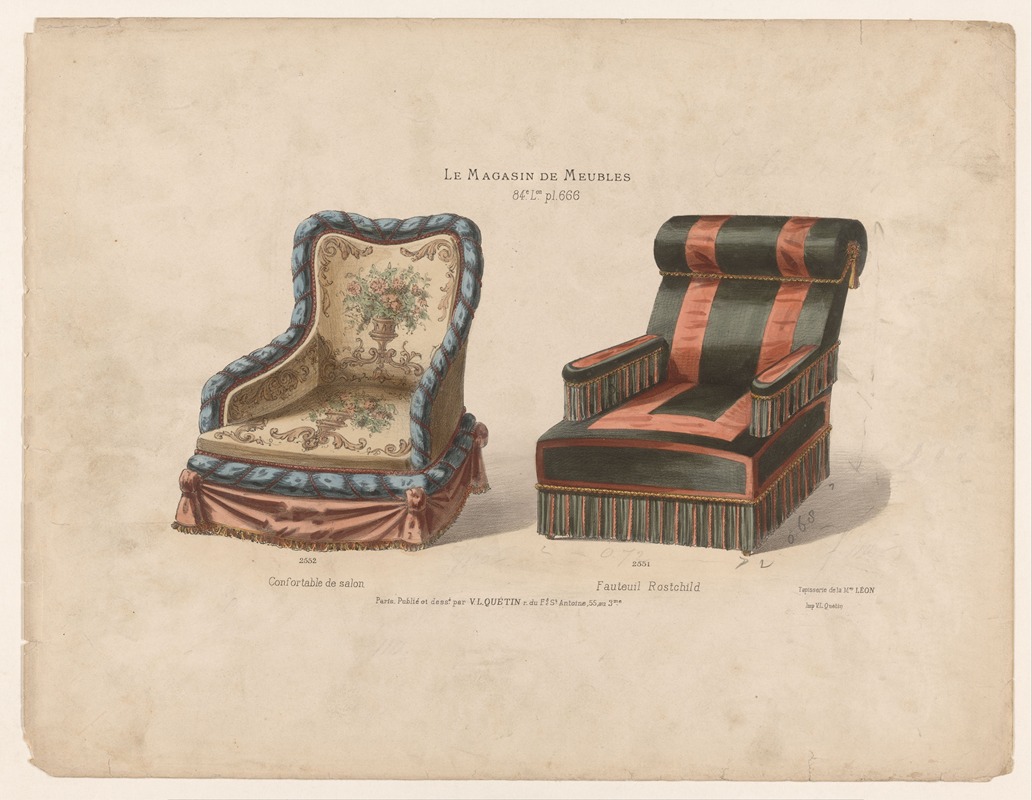Victor Léon Michel Quétin - Confortable de salon ; Fauteuil Rostchild