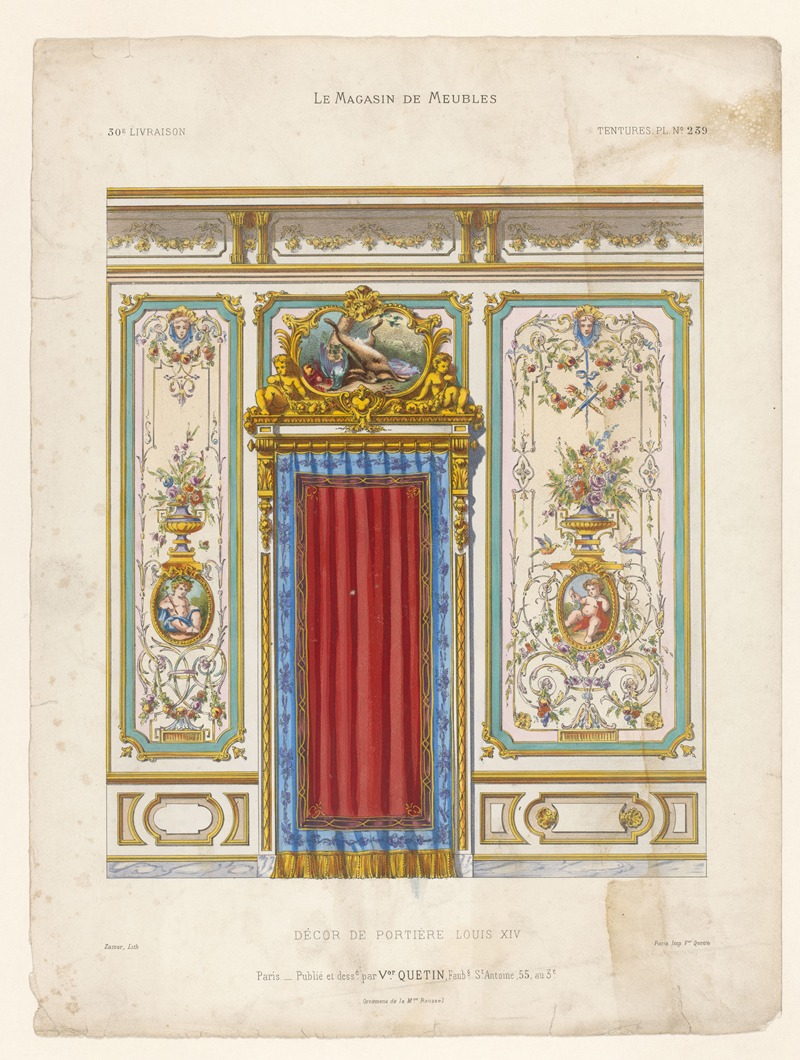 Victor Léon Michel Quétin - Décor de portière Louis XIV