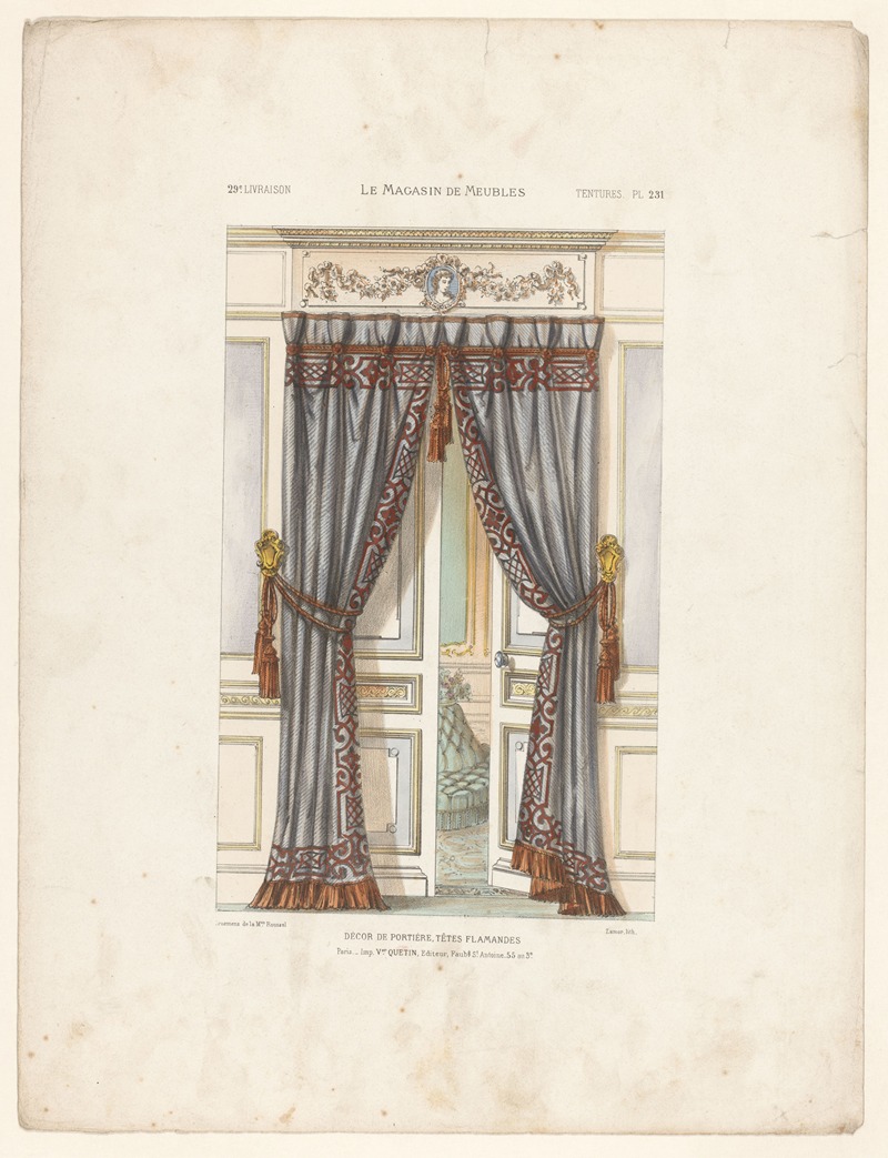 Victor Léon Michel Quétin - Décor de portière, têtes Flamandes