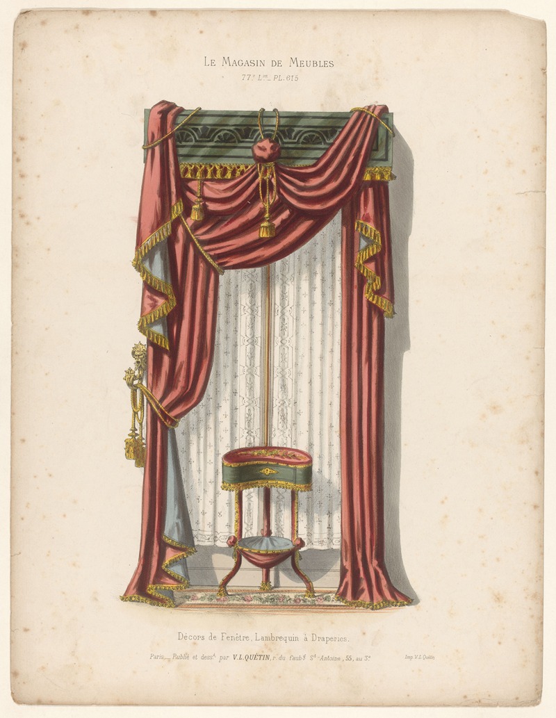 Victor Léon Michel Quétin - Décors de Fenêtre, Lambrequin à Draperies