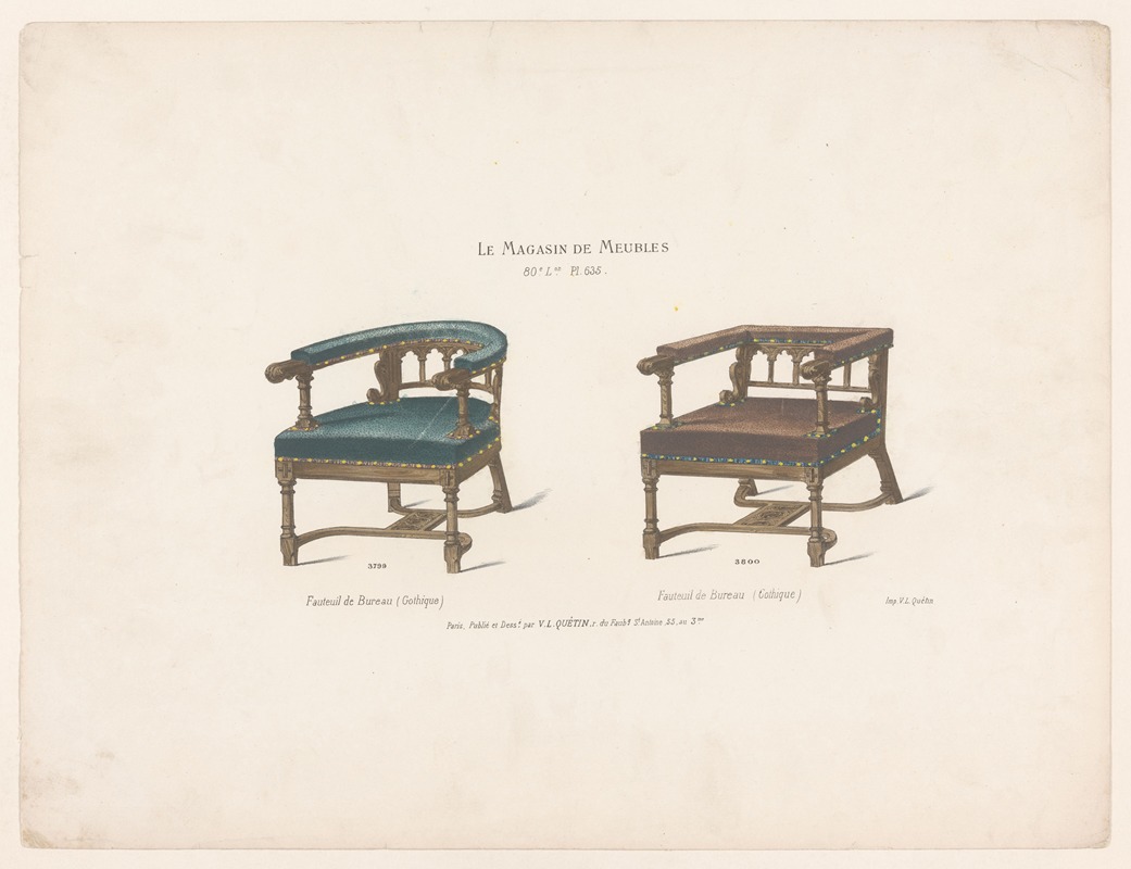 Victor Léon Michel Quétin - Fauteuil de Bureau (Gothique)