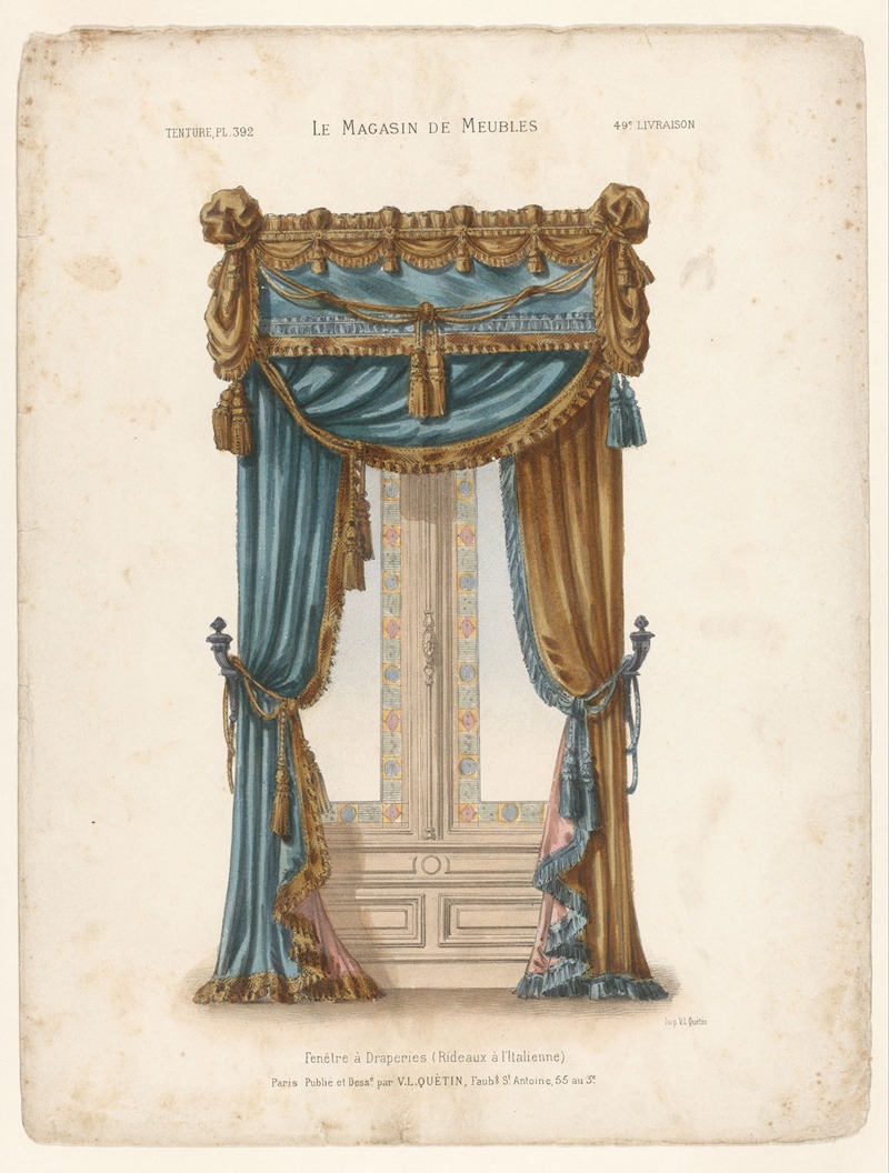 Victor Léon Michel Quétin - Fenêtre à Draperies (Rideaux à l’Italienne)