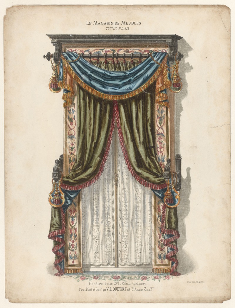 Victor Léon Michel Quétin - Fenêtre Louis XVI, Rideaux Cantonnière