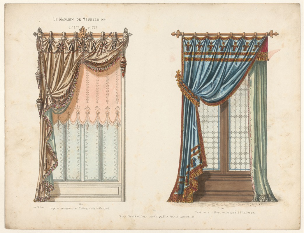 Victor Léon Michel Quétin - Fenêtre néo-grecque. Italienne à la Méternick ; Fenêtre à bâton. embrasse a l’italienne