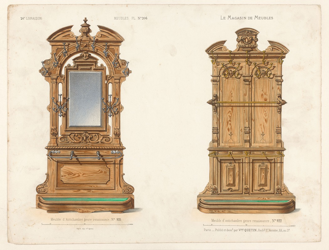 Victor Léon Michel Quétin - Meuble d’Antichambre genre renaissance