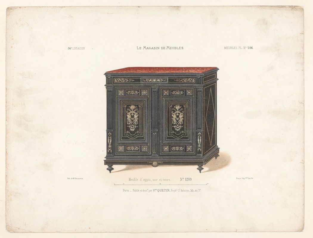 Victor Léon Michel Quétin - Meuble d’appui, noir et ivoire